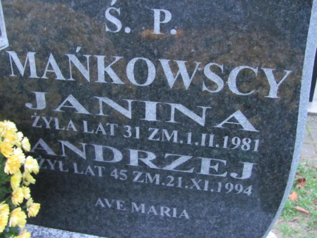 Andrzej Mańkowski 1949 Ciechanów - Grobonet - Wyszukiwarka osób pochowanych